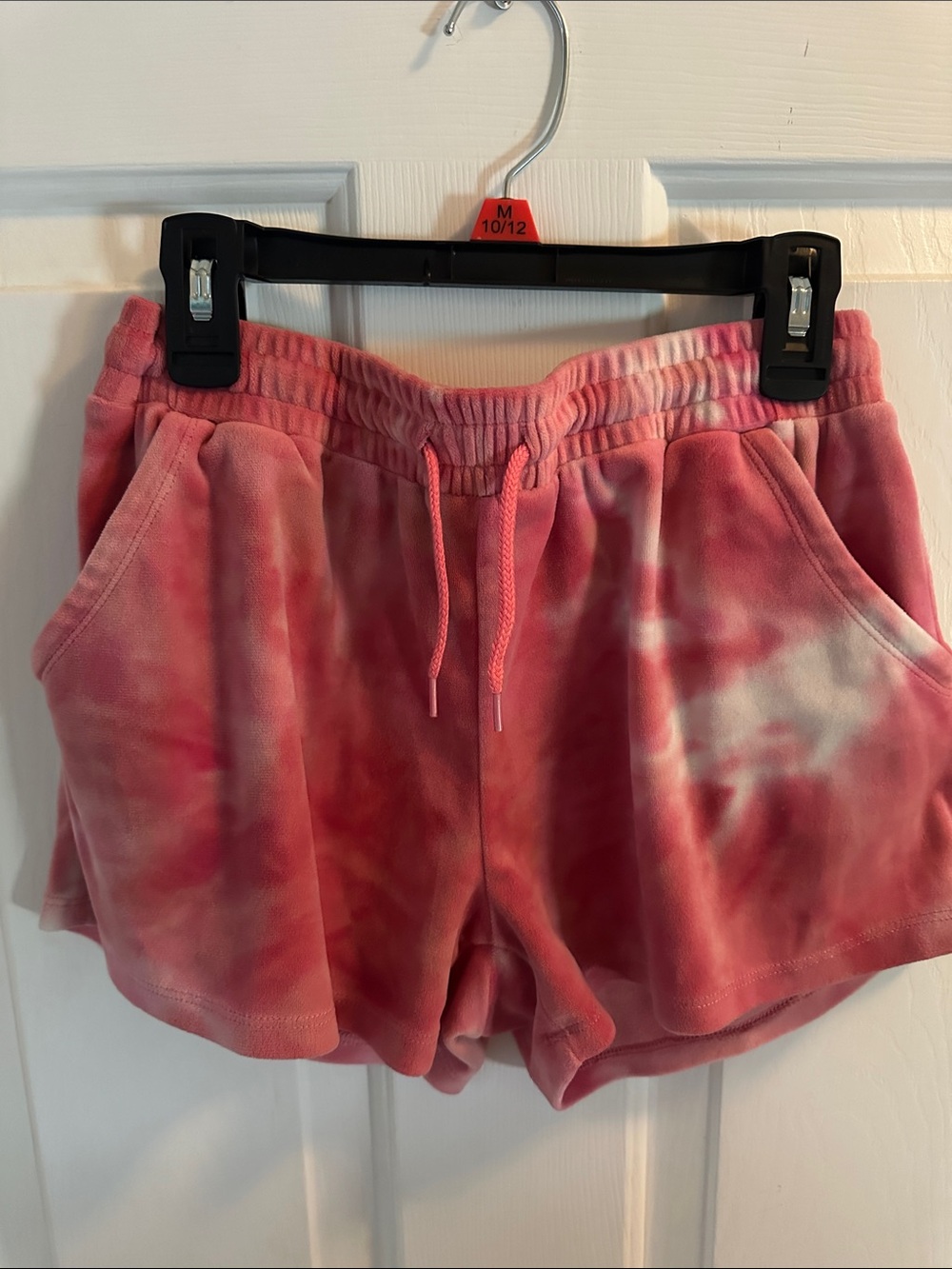Pink Tie-Dye Girls Fleece Lounge Shorts - Casual Elastic Waist